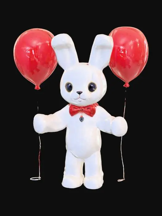3D model for Creepy Inflatable Bunny with Red Balloons