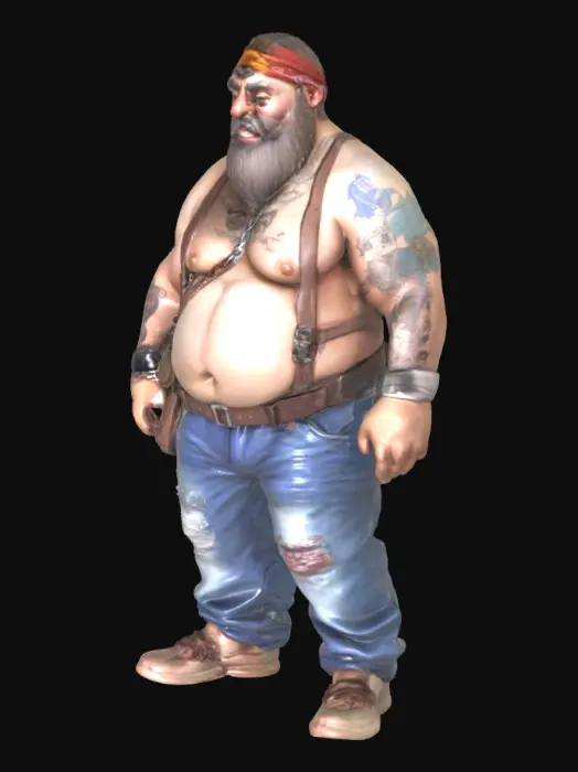 3D model for make me a bad gang member who looks like gragas in league of legends,make him litle drunk and fat,give him a bandana dont draw he with any equipment