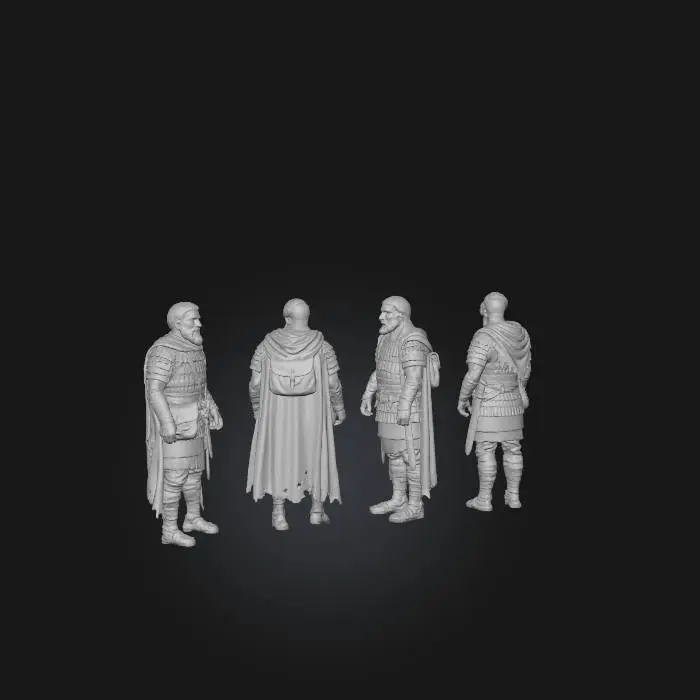 3D model for “For Meshy AI modeling, create a turnaround image of the character appearing in the image, including front, side, and back views, with a plain white background.”