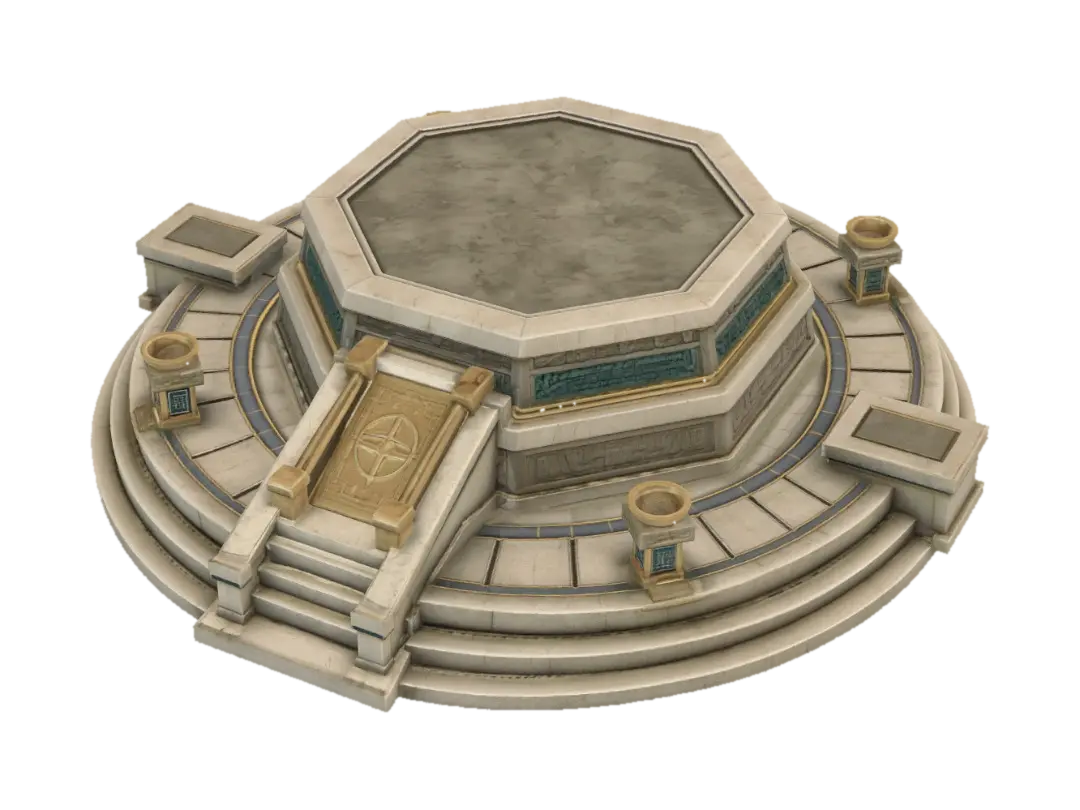 Golden Octagonal Temple Platform - Architectural 3D model, vytvořený pomocí AI