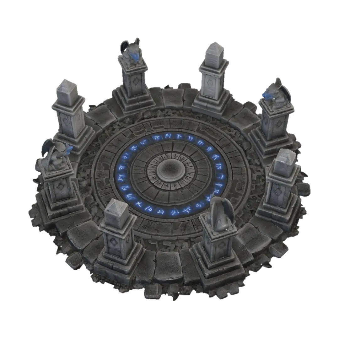Azure Runic Circle - Rune 3D model, vytvořený pomocí AI