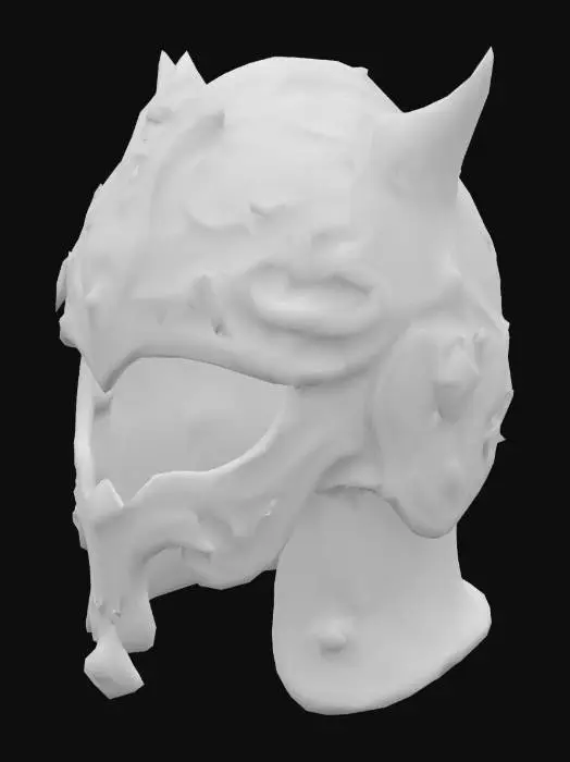 3D model for "Ornate golden helmet for high mage, arcane royal design, polished metal, embedded runestones, elegant curves, flowing mystical patterns, glowing crystal centerpiece, cinematic quality, fantasy style, UE5-ready."