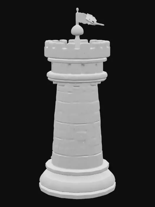 3D model for Создай модель шахматной фигуры ладья в мультяшном стиле в виде башни крепости. Фигура должна быть бежевого цвета. Избегай мелких элементов в модели