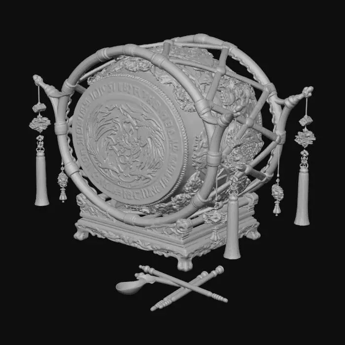 3D model for Dragon Drum with Bamboo Frame