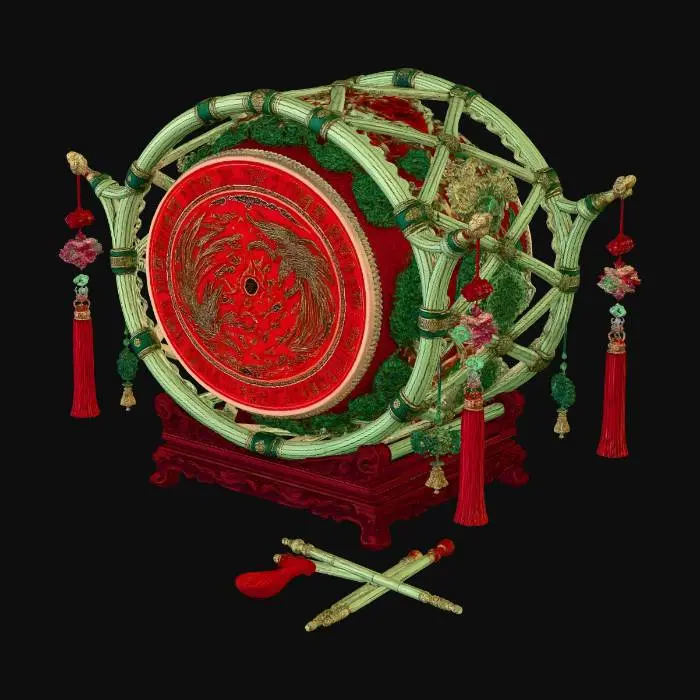 3D model for Dragon Drum with Bamboo Frame