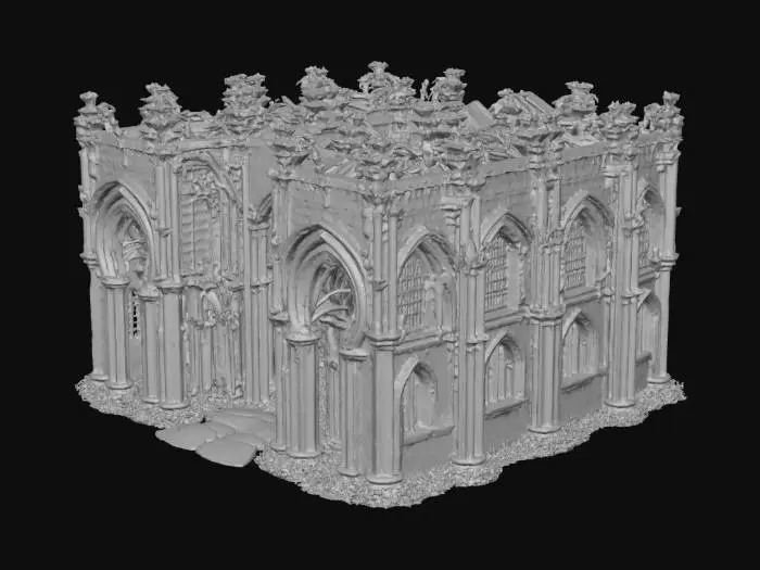 3D model for Prompt (for 3D / Sora / Meshy / Bambu /
Al render)
"A grand gothic cathedral in partial ruins, with moss-covered stone walls, broken stained-glass windows, and tallen arches - seamlessly fused with modern glass architecture, metal beams, and minimalist lighting. Half ancient and half futuristic, bathed in warm golden sunlight and soft mist, cinematic and highly detailed, fantasy realism style, symmetrical composition, dramatic atmosphere.