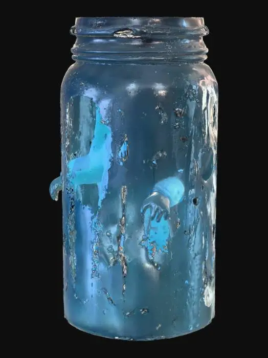 3D model for A translucent baby ghost floating inside a cracked
glass jar, glowing softly with bluish light. Cute
expression but eerie smile, mist swirling inside,
candlelight reflection on glass, cinematic lighting,
Halloween 3D art style.

Ghost in a Jar Style