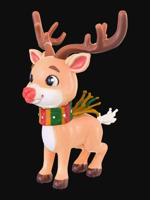 3D model for Classic Christmas Characters - Reindeer

Adorable reindeer with shiny red nose and scarf, smiling joyfully, standing on snowy ground, cartoonish 3D character, small antlers, cute eyes, gentle pastel colors, happy winter vibe.