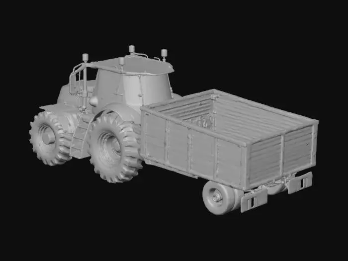 3D model for Traktör ve römork ü birlikte çiz.
