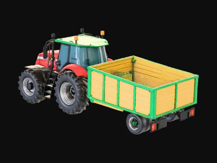 3D model for Traktör ve römork ü birlikte çiz.