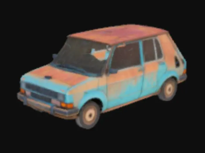 3D model for abandoned 1980s hatchback car