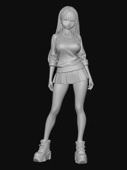 3D model for Anime Schoolgirl with Boots