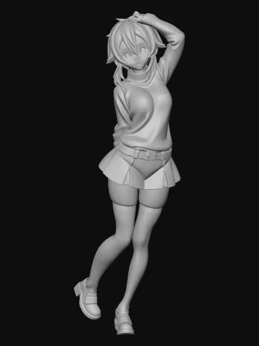 3D model for Anime Girl in Sweater and Skirt
