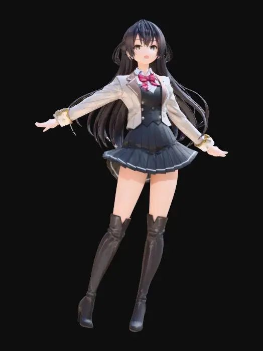 3D model for Anime Schoolgirl in Uniform