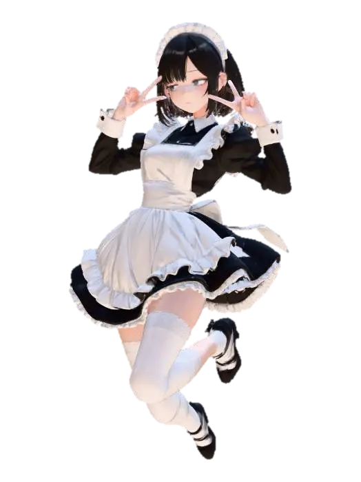 Modelo 3D de Maid Pose - Anime, gerado por IA