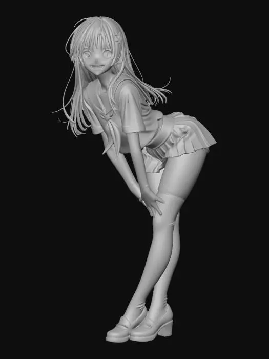 3D model for Anime Schoolgirl with Flower Hairclip