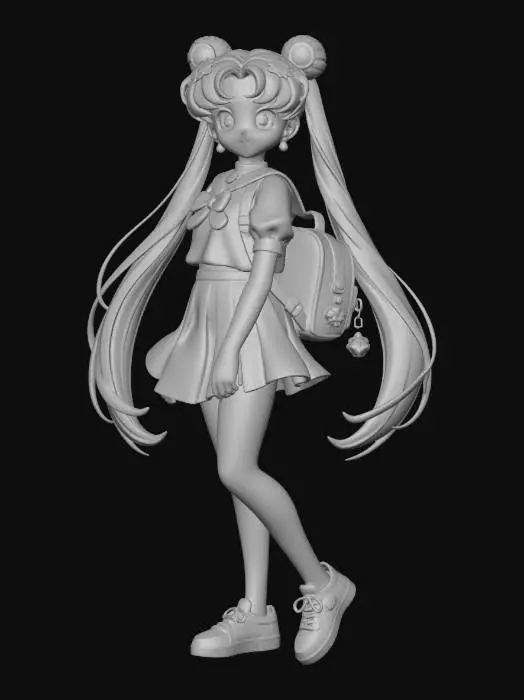 3D model for Sailor Moon in School Outfit