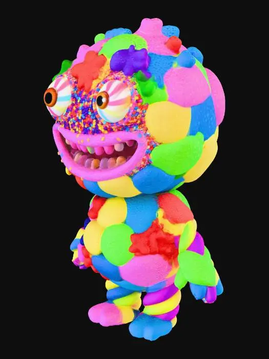 3D model for candy monster  with gummys nerds and sour batch skin