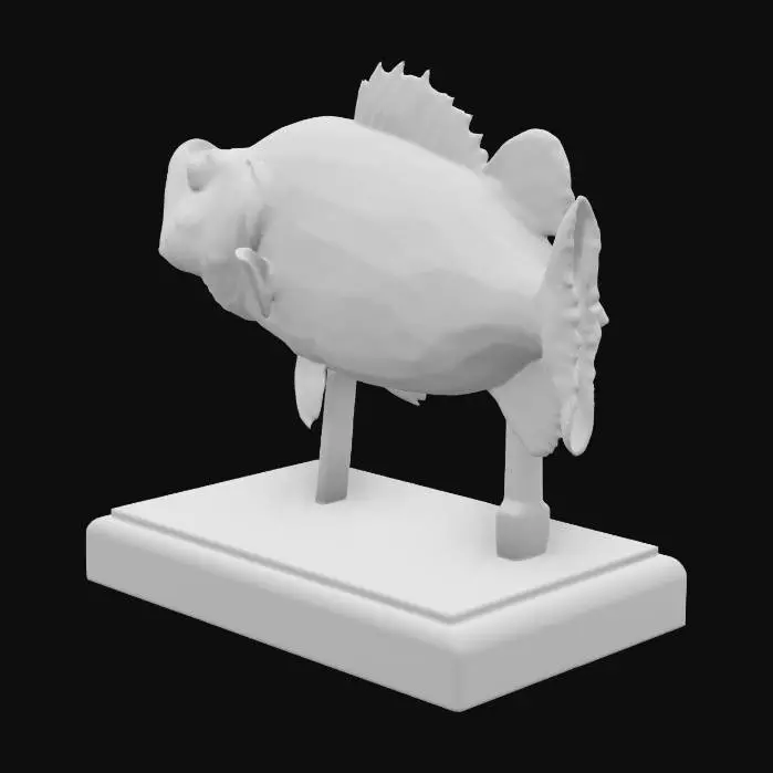 3D model for a bass fish on a stand