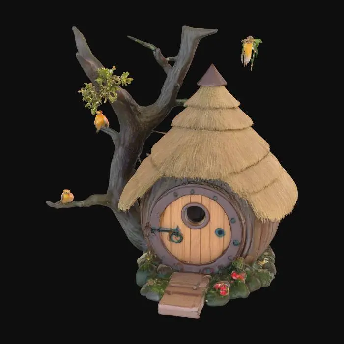 3D model for a hobbit house as a birdhouse.