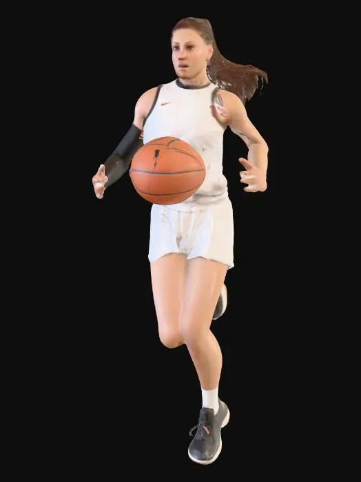 3D model for photorealistic basketball player, female, jump, defending, without ball, woman, diffuse light, no ball