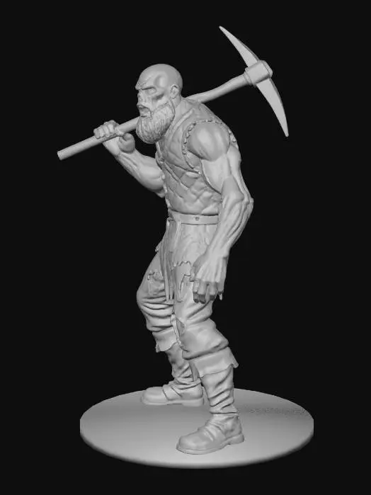 3D model for Zombie Miner Male Human D&D