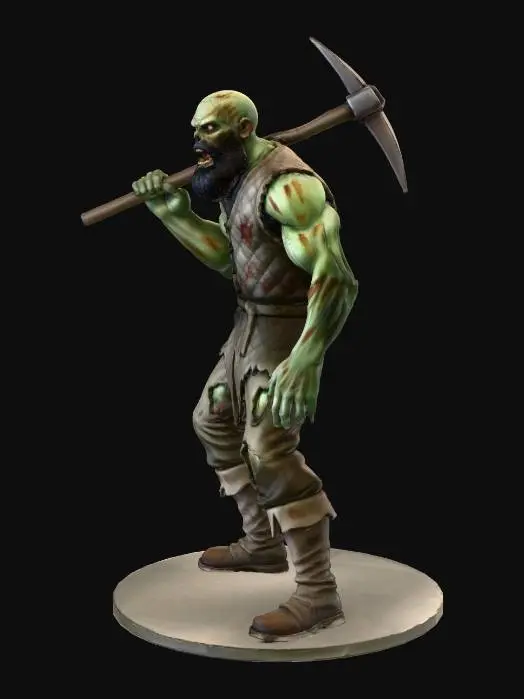 3D model for Zombie Miner Male Human D&D