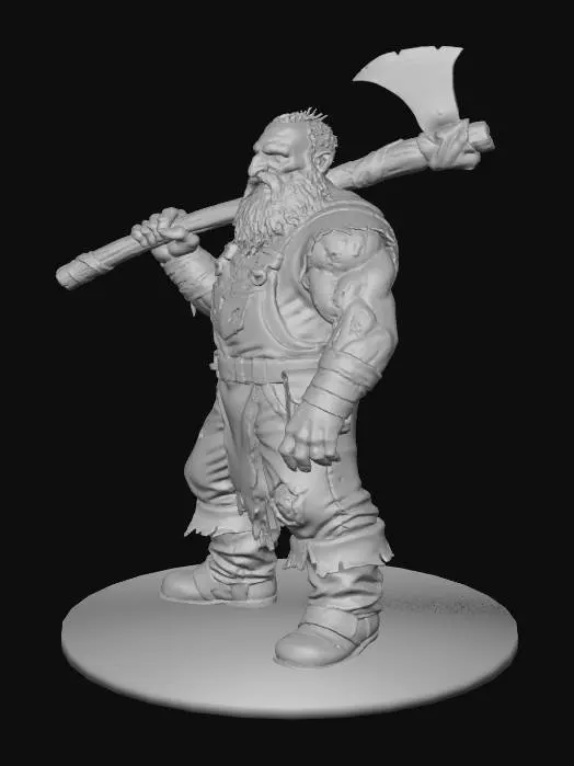 3D model for Dwarf Zombie Lumberjack