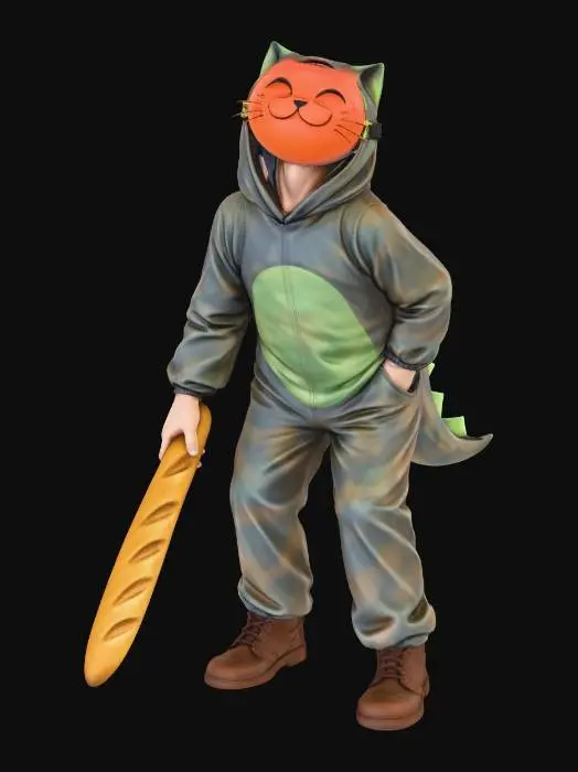 3D model for Catmask Dino with Baguette