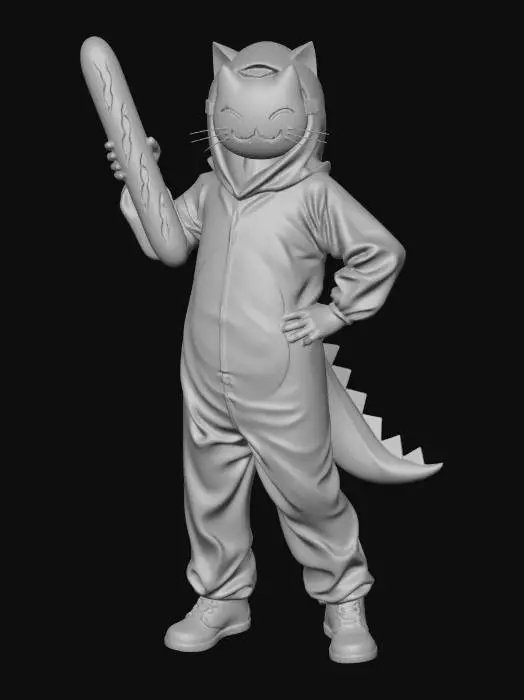 3D model for Cat Saur with Baguette