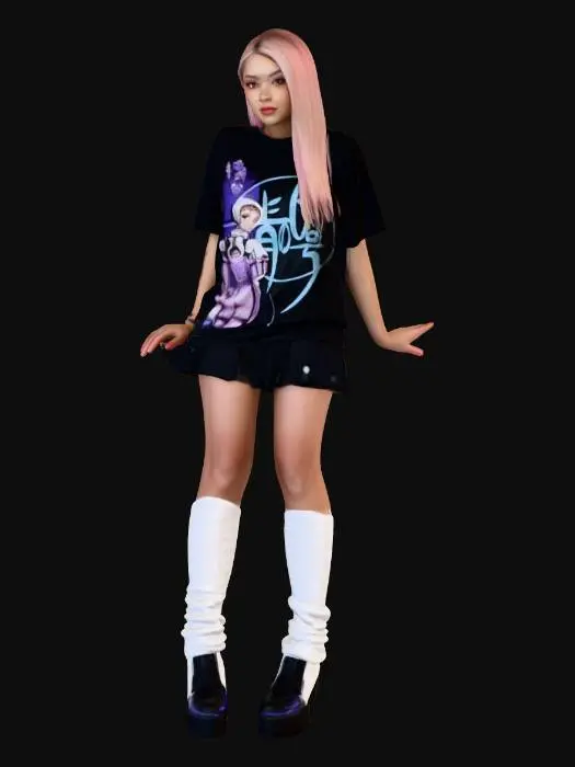 3D model for Retro Anime Style Fashion