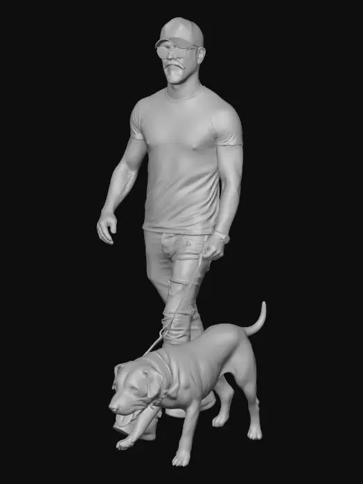 3D model for Stroll with a Gray Dog