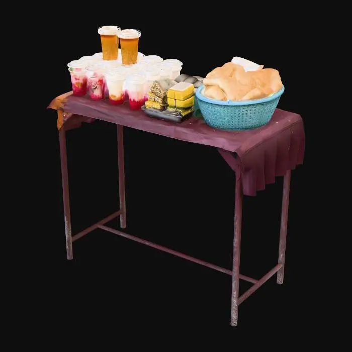 3D model for Assorted Snacks and Drinks on a Table
