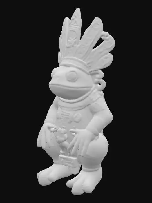 3D model for ancient mesopotamian statue of a toad with lots of ancient mayan symbols on it