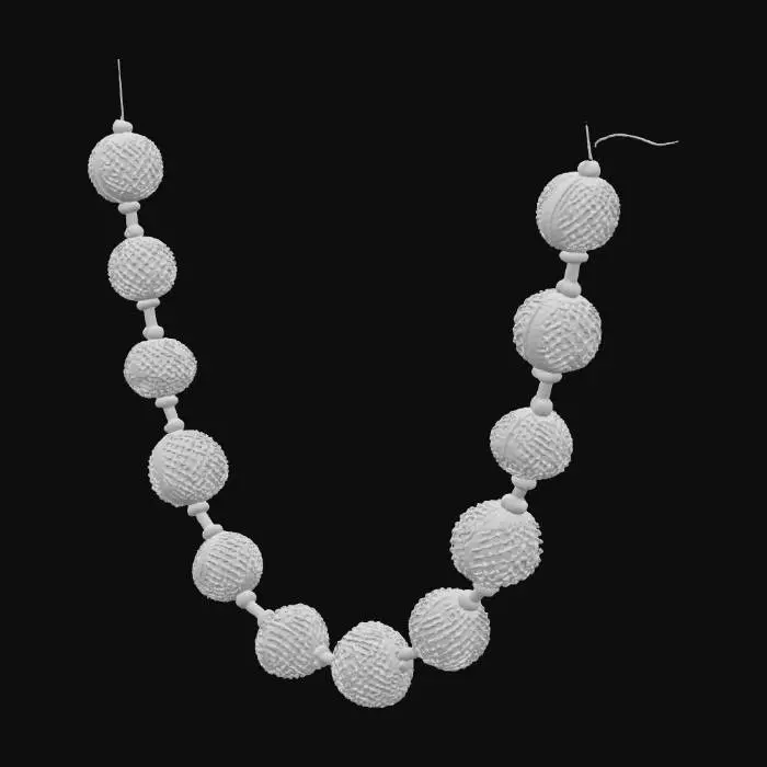 3D model for This necklace chandelier is made of hand-blown glass/acrylic, which gives it the bulk of the pearl necklace chandelier, with brass joints and LED lights hidden inside, the necklace chandelier offers multiple hanging possibilities: hanging from both ends, 