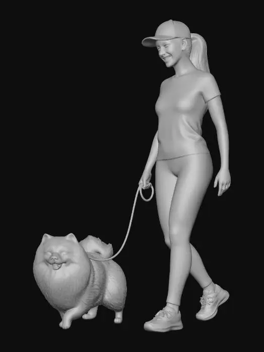 3D model for Fitness Walk with a Pomeranian