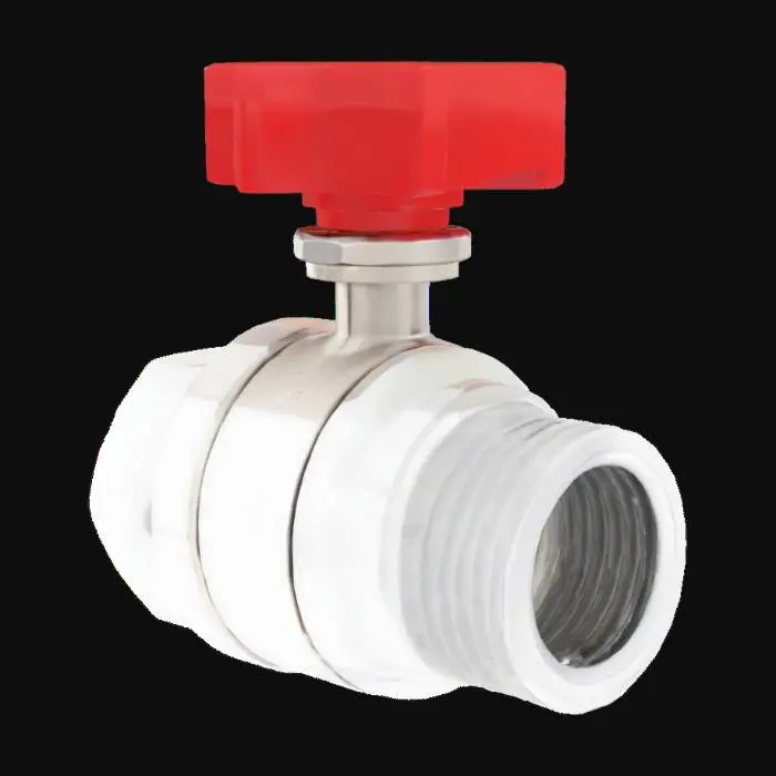 3D model for Stainless steel Ball valve with red knob, food grade ball valve for milk and beverige industry