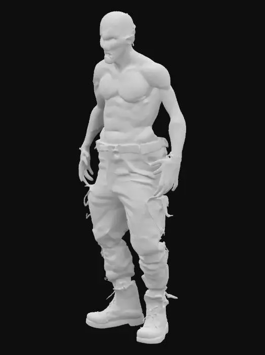 3D model for a grotesque figure, its body marked by scars, burns, or disfigurations, echoing the idea of past trauma. It might wear remnants of old, tattered clothing, resembling a soldier, a victim of war, or a person whose life has been forever altered by horrifying events. The Wretch’s eyes could be hollow or glazed over, filled with the anguish of trauma. Its body twitches, spasms, and jerks unnaturally.