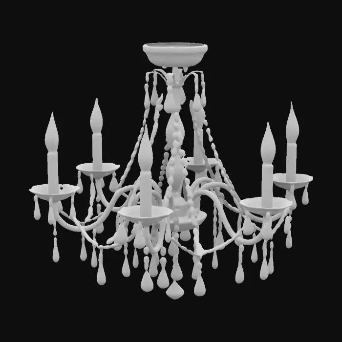 3D model for A highly detailed ceiling crystal chandelier. with 5 lights. and diamonds hanging
