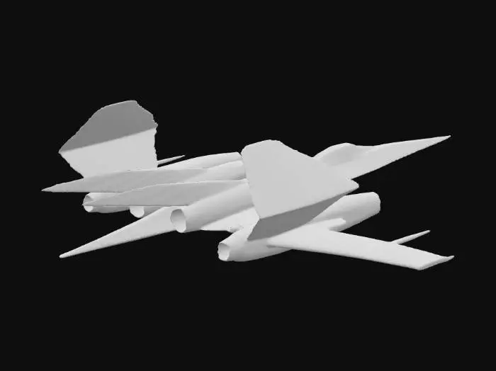3D model for Batwing, Advanced black stealth craft. Bat wings and sharp edges. VTOL Turbines in the centre of the wings. 