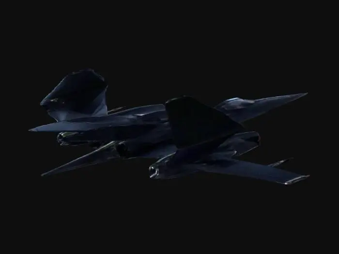 3D model for Batwing, Advanced black stealth craft. Bat wings and sharp edges. VTOL Turbines in the centre of the wings. 