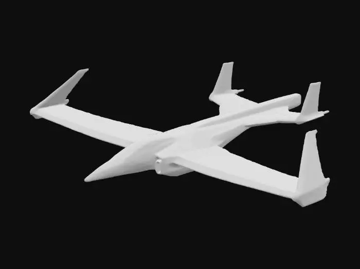 3D model for Bat-wing hover glider from Spider-Man’s Green Goblin — sleek gunmetal chassis with angular, razor-edged wings. 