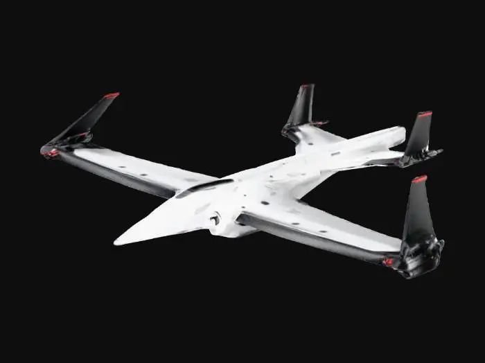 3D model for Bat-wing hover glider from Spider-Man’s Green Goblin — sleek gunmetal chassis with angular, razor-edged wings. 