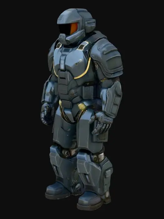 3D model for Realistic Military Power armour. Hard Sci-Fi. bulky heavy armour, simple details