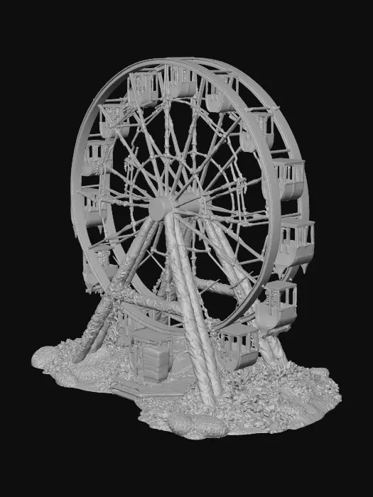 3D model for Ferris wheel with moss and vines