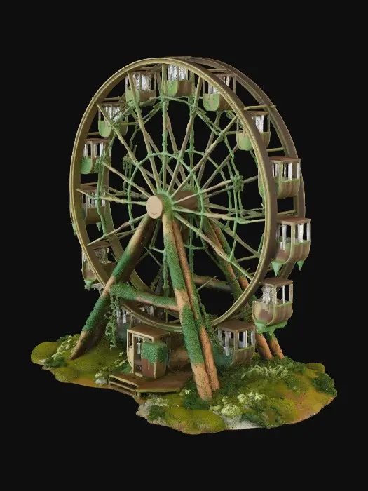 3D model for Ferris wheel with moss and vines