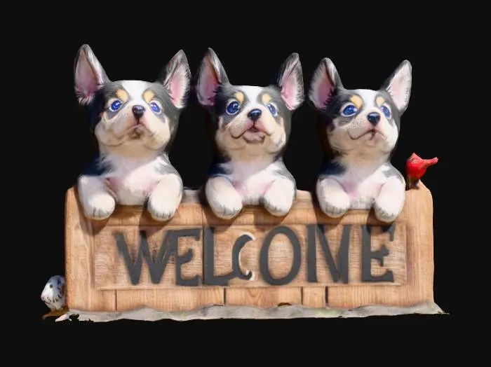3D model for Puppy Trio Welcome Sign