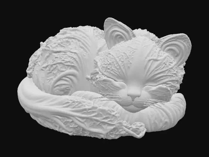 3D model for Kitty made of Cabbage, #food#,  