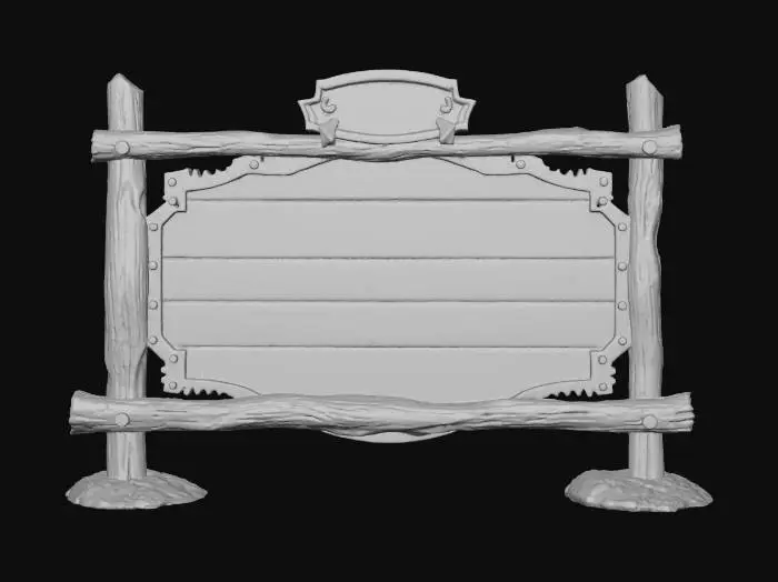 3D model for Rustic Wooden Signboard
