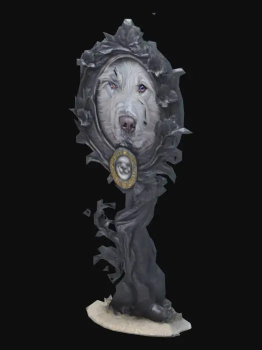3D model for DOG Memorial Garden Stake, highest quality, ultra-detailed, fantasy style
